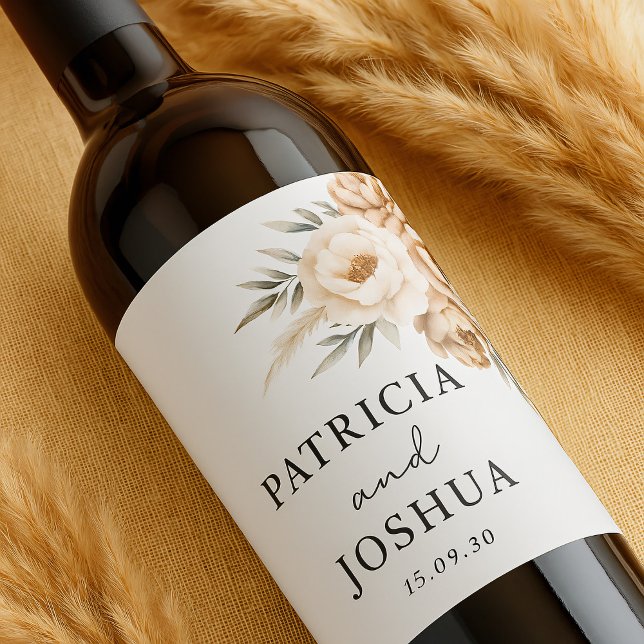 Étiquette Pour Bouteilles De Vin Elegant Stylish Rustic Boho Wedding Wine Labels (Créateur téléchargé)