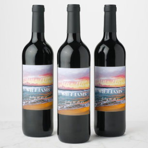 Étiquette Pour Bouteilles De Vin Elégant Sunset Beach Tropical Summer