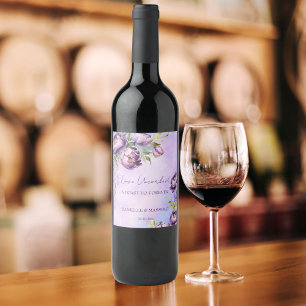 Étiquette Pour Bouteilles De Vin Élégant tourterelles violettes lilas glyteria mari