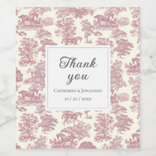 Étiquette Pour Bouteilles De Vin Élégant Vintage Chic Rose Cheval Toile Mariage