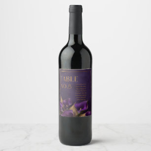 Étiquette Pour Bouteilles De Vin Elégant violet et or Calla Lily Mariage