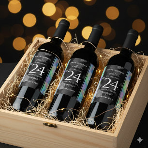 Étiquette Pour Bouteilles De Vin Élégante 24e anniversaire du Mariage Opal