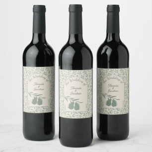 Étiquette Pour Bouteilles De Vin Élégante Affiche de bienvenue Mariage de poire ver