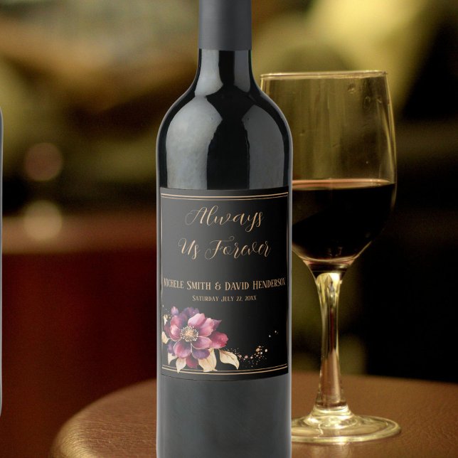 Étiquette Pour Bouteilles De Vin Elégante aquarelle Noir Or Bourgogne (Background photo k15-photos-dViBC9l5Dhg-unsplash)