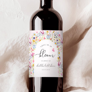 Étiquette Pour Bouteilles De Vin Élégante Baby Shower Fleurs Rose Pâle pour une Mar