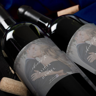 Étiquette Pour Bouteilles De Vin Élégante calligraphie photo superposition applaudi