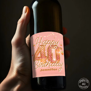 Étiquette Pour Bouteilles De Vin Élégante Étiquette de Vin Étincelante Rose et Or p