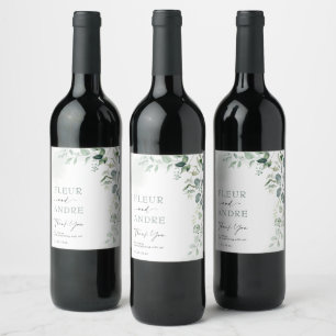 Étiquette Pour Bouteilles De Vin Elégante Eucalyptus Verdure Mariage Fête Faveurs