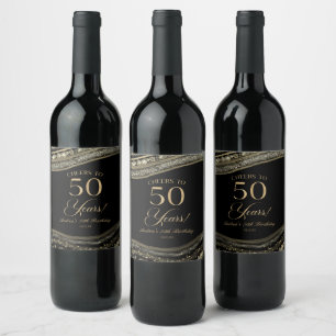Étiquette Pour Bouteilles De Vin Élégante Fête d'anniversaire de 50 ans en Agate No