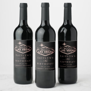 Étiquette Pour Bouteilles De Vin Elégante fête d'anniversaire de Las Vegas