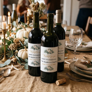 Étiquette Pour Bouteilles De Vin Élégante fête de Thanksgiving côtière