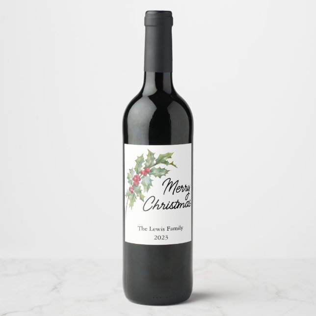 Étiquette Pour Bouteilles De Vin Elégante Fête des Berries d'hiver (Devant)