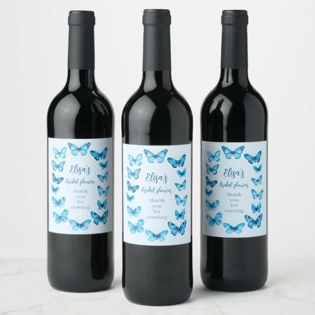 Étiquette Pour Bouteilles De Vin Elégante Fête des mariées papillons PERSONNALISÉE (Bouteilles)