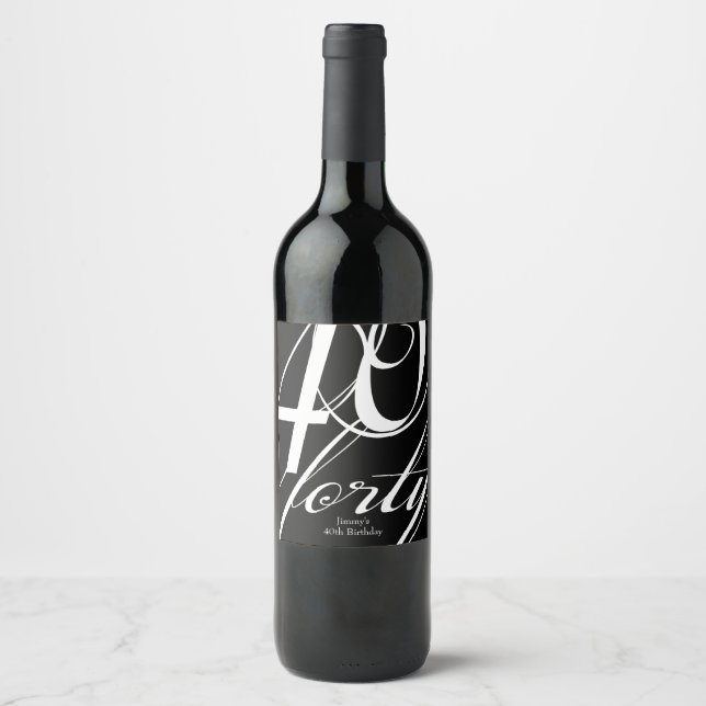 Étiquette Pour Bouteilles De Vin Élégante fête du 40e anniversaire (Devant)