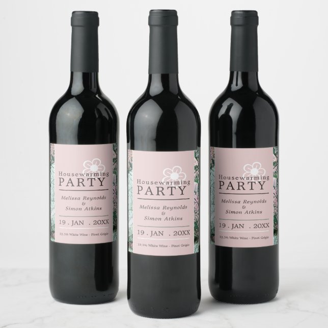 Étiquette Pour Bouteilles De Vin Elégante Feuille, Fête du réchauffement du foyer (Bouteilles)