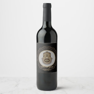 Étiquette Pour Bouteilles De Vin Elégante main hamsa