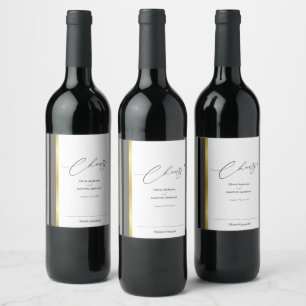 Étiquette Pour Bouteilles De Vin Elegante Rayure Noir Gris Or Acclamations