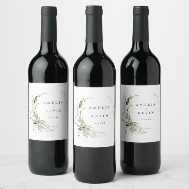 Étiquette Pour Bouteilles De Vin Elégante Terre verte Noms personnalisés (Bouteilles)