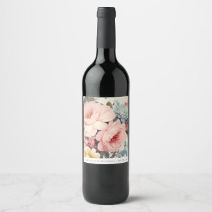 Étiquette Pour Bouteilles De Vin Élégantes fleurs colorées vintage