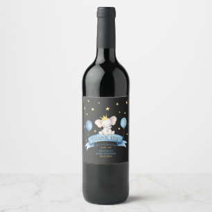 Étiquette Pour Bouteilles De Vin éléphant de douche bébé garçon craie noire