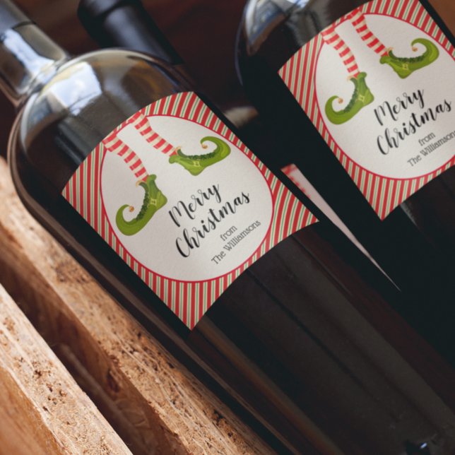 Étiquette Pour Bouteilles De Vin Elf Legs Noël (Elf Legs Merry Christmas Wine Bottle Labels)