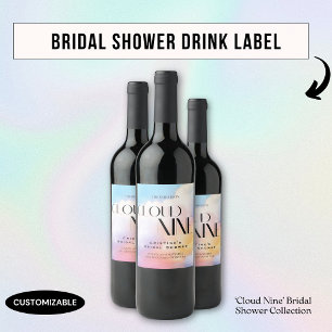 Étiquette Pour Bouteilles De Vin Elle est au septième ciel Fête de mariage Pastel C