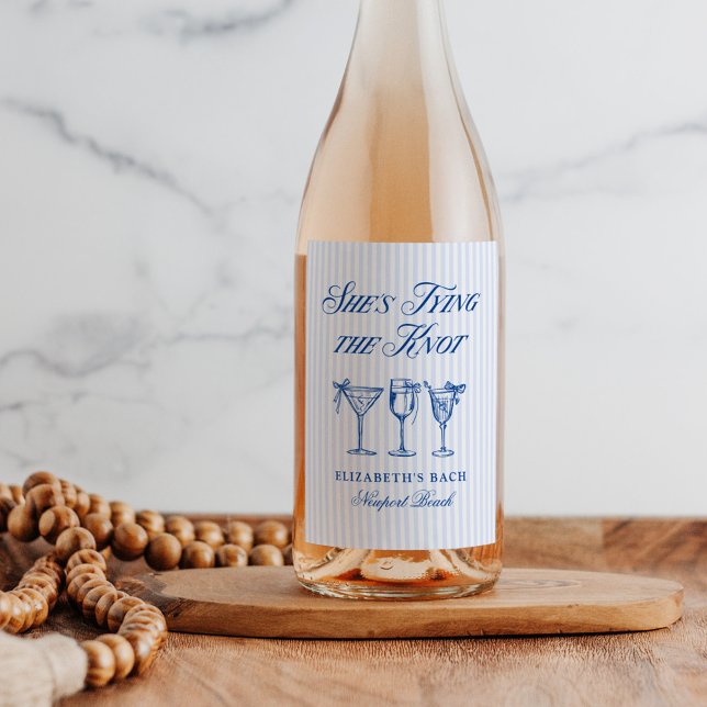 Étiquette Pour Bouteilles De Vin Elle noue la main élégante de la côte du noeud tir (Créateur téléchargé)
