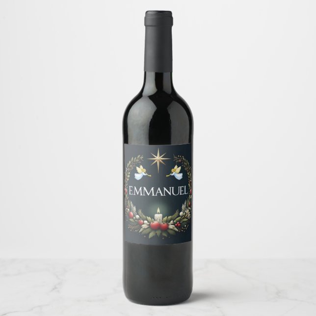 Étiquette Pour Bouteilles De Vin Emmanuel Christmas angels (Devant)