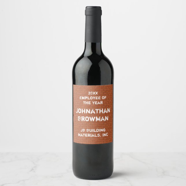 Étiquette Pour Bouteilles De Vin Employé de l'année Reconnaissance du bureau de bri (Devant)