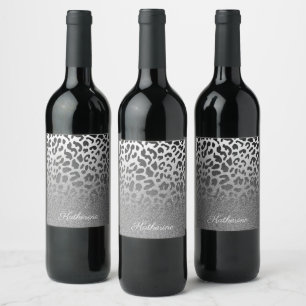 Étiquette Pour Bouteilles De Vin Empreinte de léopard parties scintillant