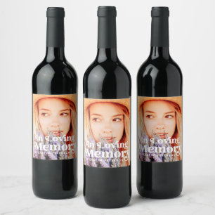 Étiquette Pour Bouteilles De Vin En Mémoire d'amour Simple Photo personnalisée