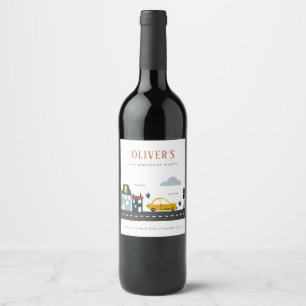 Étiquette Pour Bouteilles De Vin Enfants mignons Véhicule Urbain Voiture Route N'im