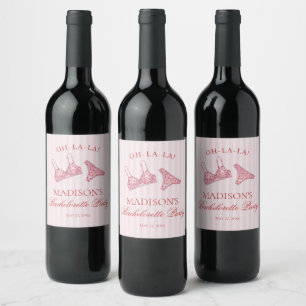 Étiquette Pour Bouteilles De Vin Ensemble de lingerie cœur rose et rouge pour enter