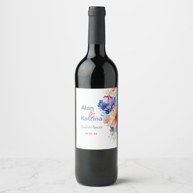 Étiquette Pour Bouteilles De Vin Ensemble d'étiquettes de vin de mariage Bold Wildf (Devant)
