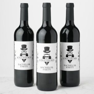 Étiquette Pour Bouteilles De Vin Enterrement de vie de garçon en smoking