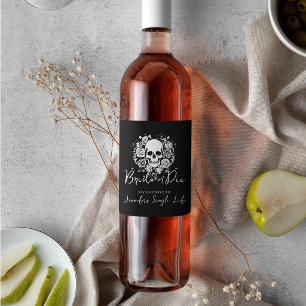 Étiquette Pour Bouteilles De Vin Enterrement de vie de jeune fille Fleurs Roses Crâ