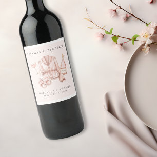 Étiquette Pour Bouteilles De Vin Enterrement de vie de jeune fille Pyjama & Prosecc