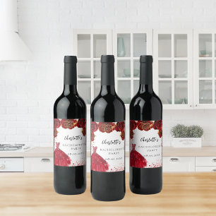 Étiquette Pour Bouteilles De Vin Enterrement de vie de jeune fille robe rouge blanc