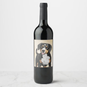 Étiquette Pour Bouteilles De Vin Entlebucher Mountain Dog Peinture - Art original