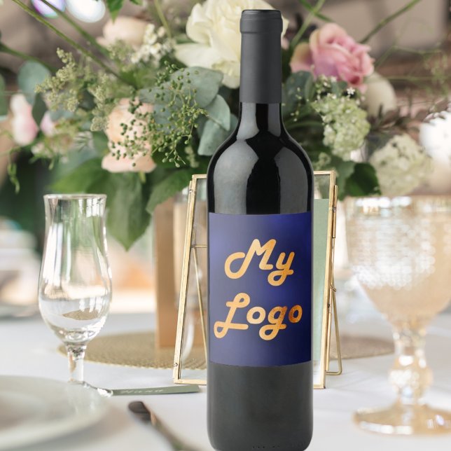 Étiquette Pour Bouteilles De Vin Entreprise photo logo bleu marine (Créateur téléchargé)