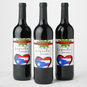 Étiquette Pour Bouteilles De Vin Enveloppement de Noël Coquito