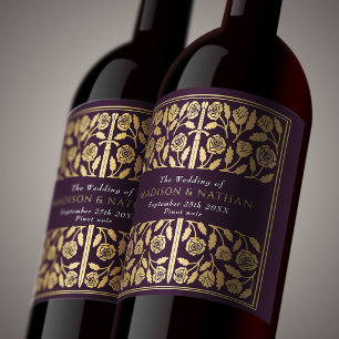 Étiquette Pour Bouteilles De Vin Épée Médiévale Royale de Mariage Œuf d'Aubergine e