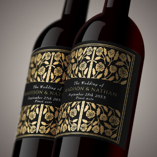Étiquette Pour Bouteilles De Vin Épée médiévale royale noire or mariage