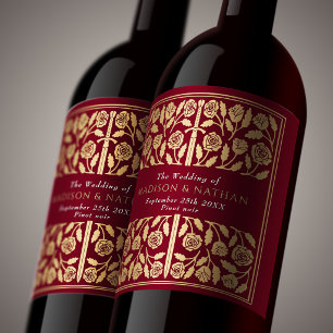 Étiquette Pour Bouteilles De Vin Épée Médiévale Royale Rouge Or Mariage