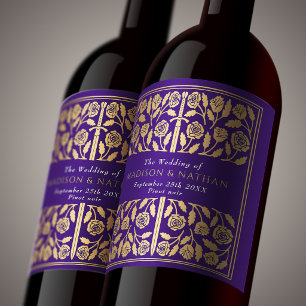 Étiquette Pour Bouteilles De Vin Épée Médiévale Royale Violet Or Mariage