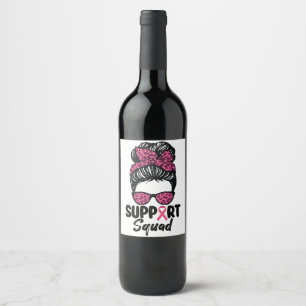 Étiquette Pour Bouteilles De Vin Équipe de soutien Nœud sale Guerrière rose Cancer 