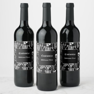Étiquette Pour Bouteilles De Vin Équipe de squelette