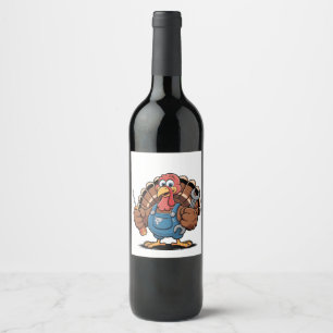 Étiquette Pour Bouteilles De Vin Équipe Mécanique Turquie Gobbler d'action de grâce