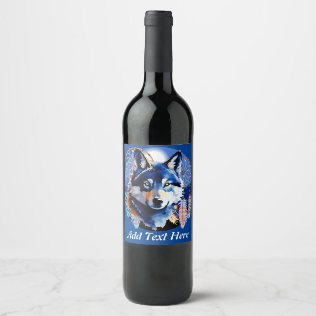 Étiquette Pour Bouteilles De Vin Esprit animal indigène Wolf (Devant)