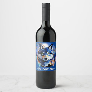 Étiquette Pour Bouteilles De Vin Esprit animal natif Loup 
